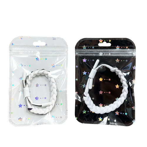Laser Heart Self-Sealing Gift Box Plastic Bag Jewelry Pouch Design Necklace Ins Style Black Star Gift Packaging Bag