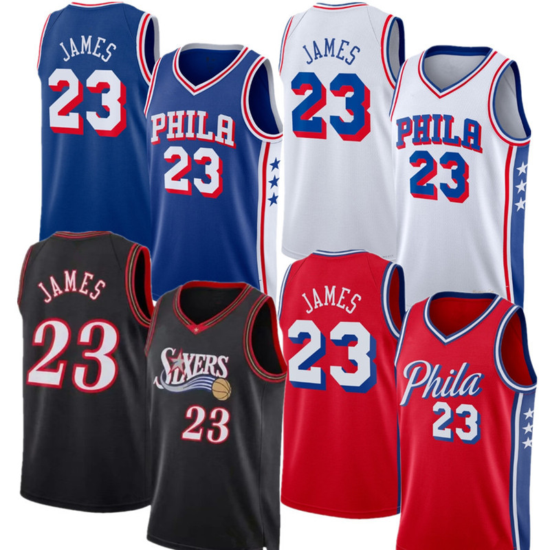 26th season 76ers LeBron James City Edition jersey embroidered basketball uniform 26th season 76ers LeBron James City Edition jersey embroidered basketball uniform