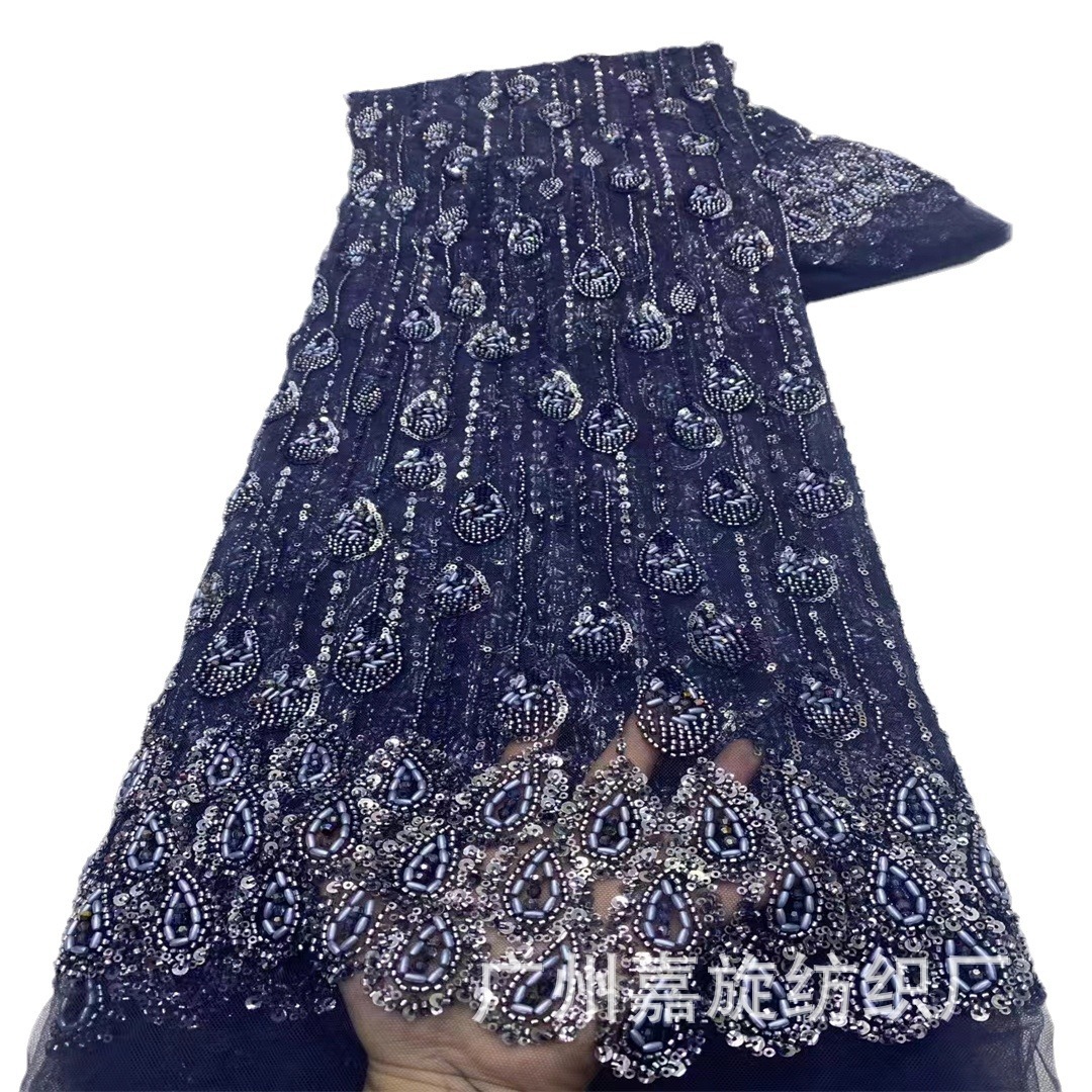 Industria pesada con cuentas estilo antiguo bordado suave malla de encaje fino vintage fishtail vestido etapa rendimiento ropa JX3671