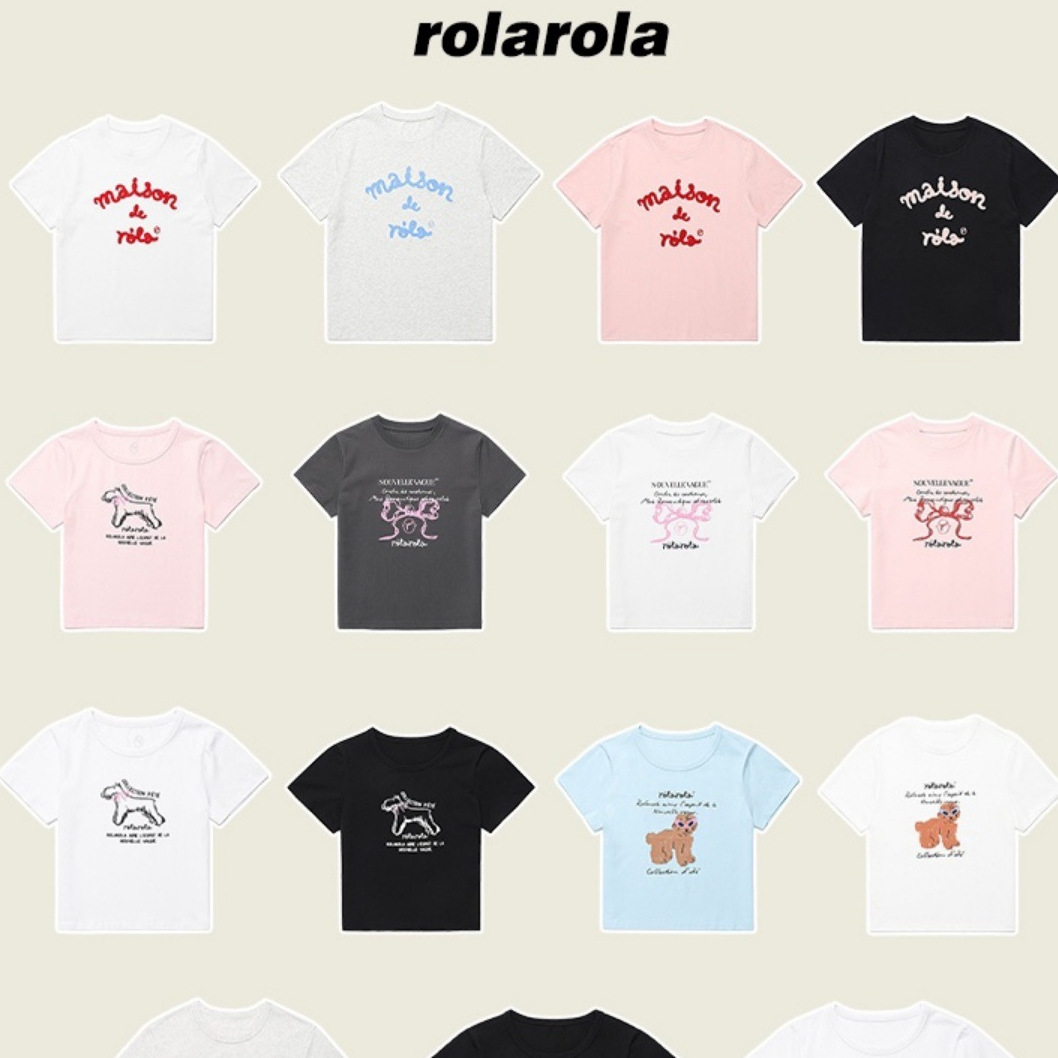 韩国Rolarola 短袖女张元英同款2025新款圆领 休闲百搭修身t恤