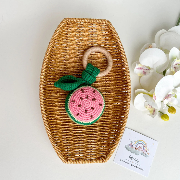 Juguetes de crochet para bebés crochet fruta campana para bebés: kiwi, limón, naranja, sandía