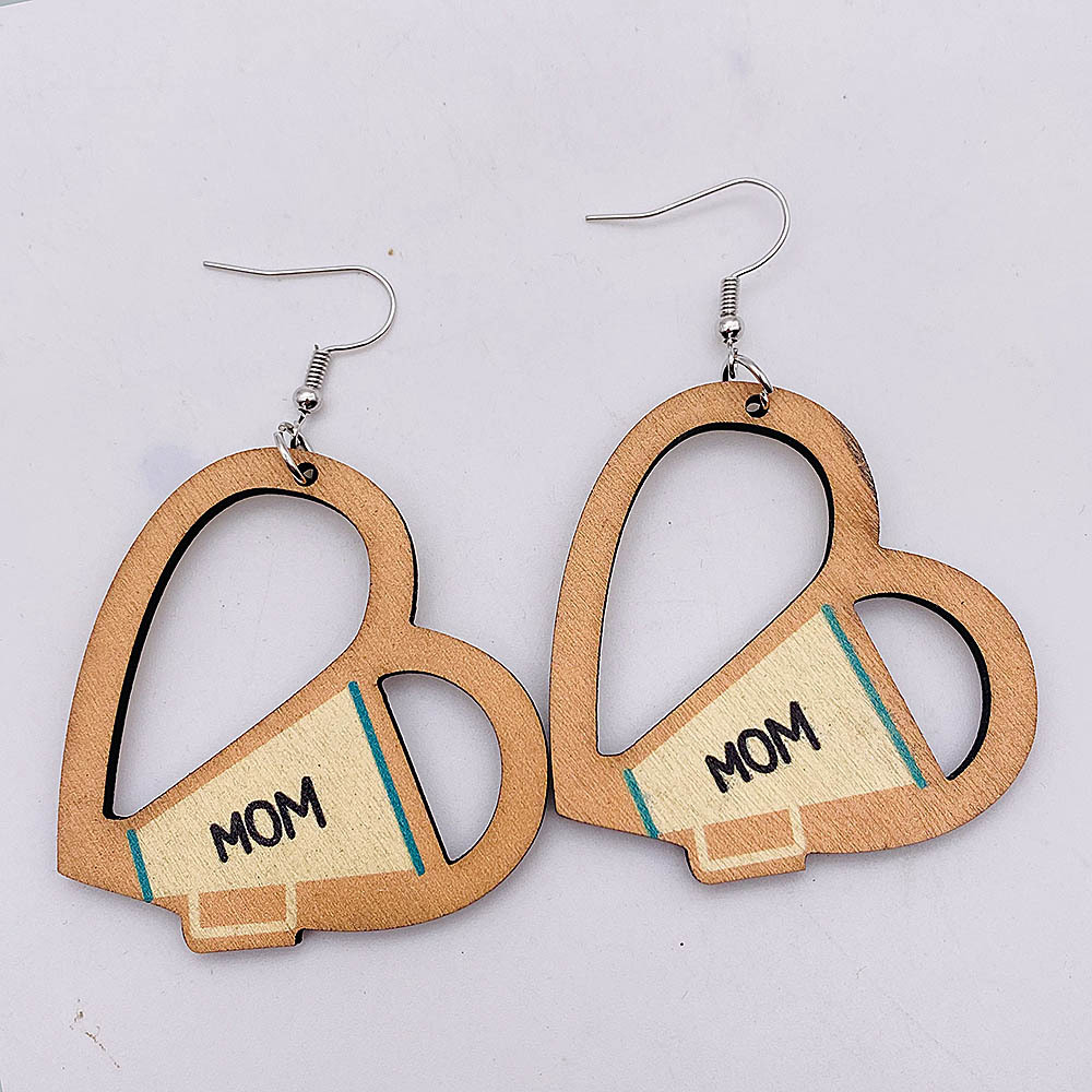 1 Pair Cute Letter Heart Shape Wood Women's Drop Earrings display picture 6