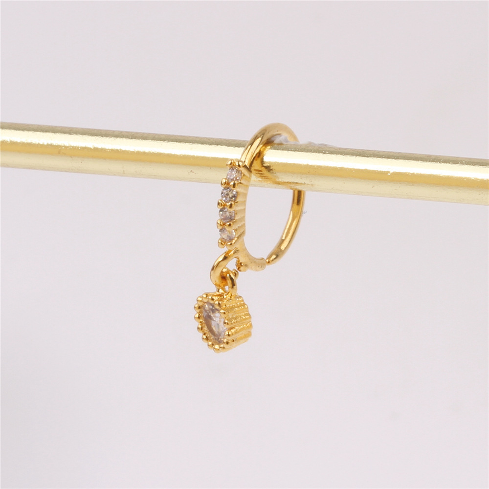 Nose Ring Classification Nose Rings & Studs Piercing Type 1 Piece Nose Rings & Studs Simple Style Classic Style Geometric Copper Zircon Nose Rings & Studs Nose Pin