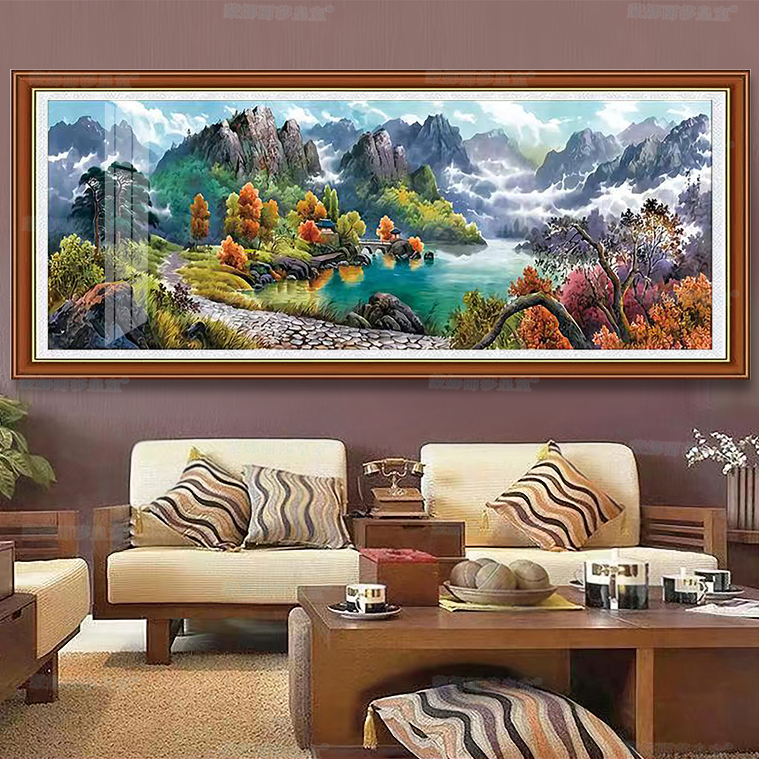 Productos genuinos Monalisa Royal punto de cruz simple cornucopia salón pintura paisaje gran hilo bordado image 2