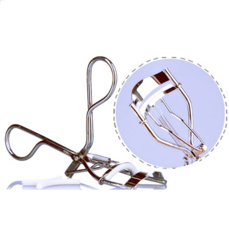 新店包邮 不锈钢睫毛夹带弹簧整体式睫毛器银色黑色手动美妆工具