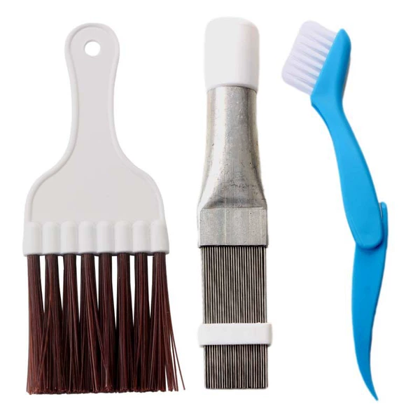 3PCS [Brown Brush+Stainless Steel Wing Tablets+Blue Brush]