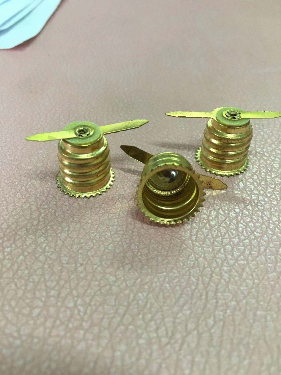 E14黄铜带弹片灯座纯铜材质E14灯座 双孔E14灯座