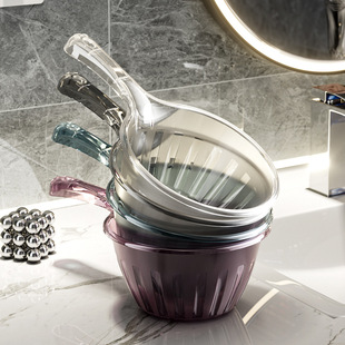 Household thickened transparent water scoop kitchen long handle water scoop plastic deepened non-slip multi-color hook water scoop float wholesale