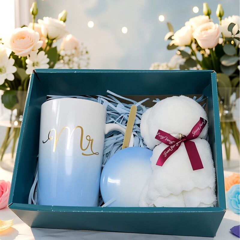 Gradient Ceramic Mug with Lid and Spoon, Couple's Matching Mugs, Birthday Gift, Gift Box, Creative Water Cup, Wedding Souvenir Gradient Ceramic Mug with Lid and Spoon, Couple's Matching Mugs, Birthday Gift, Gift Box, Creative Water Cup, Wedding Souvenir