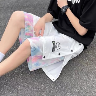 High Street Breasted Shorts Men's Summer ins Trendy Large Size Pants Casual Pants Loose Basketball Pants