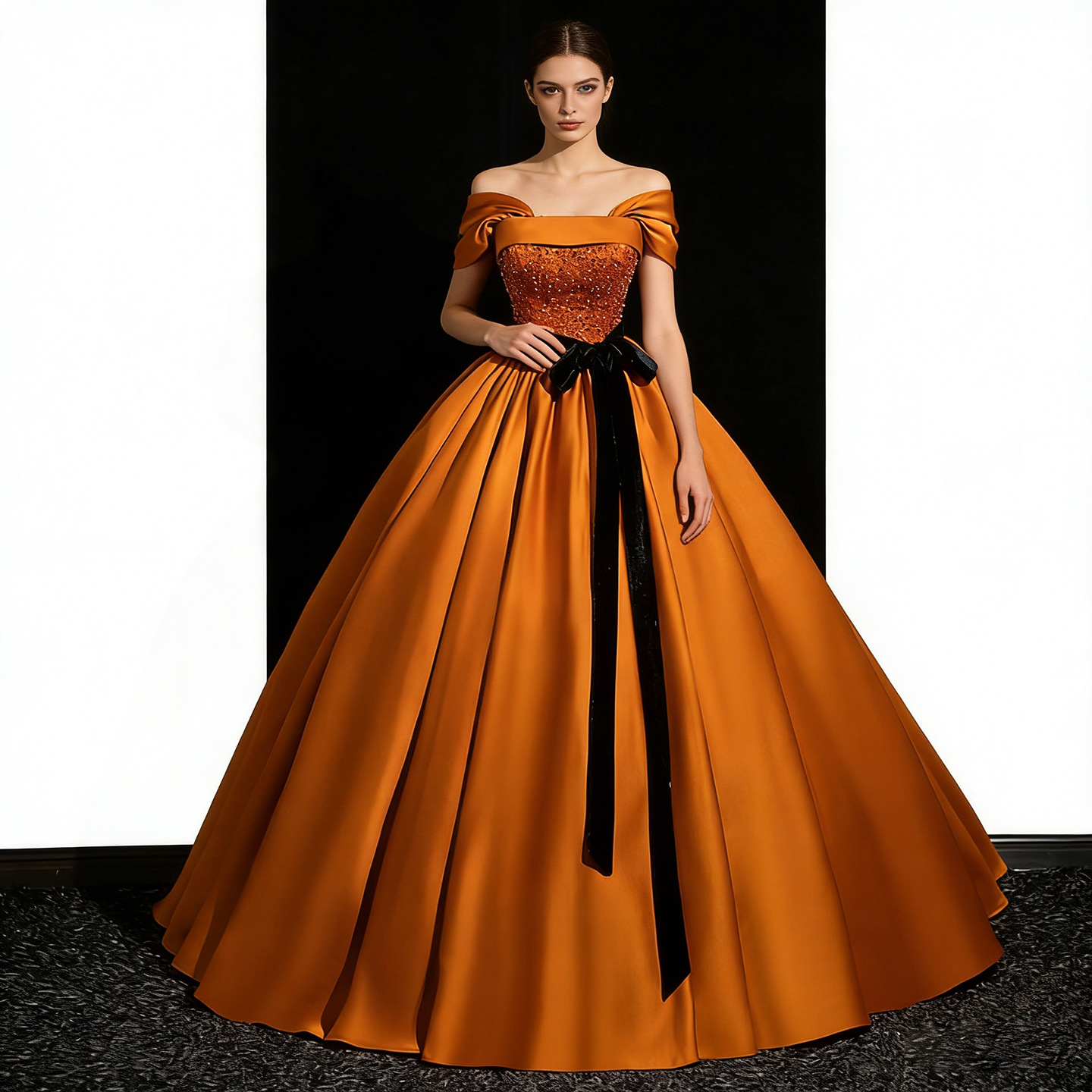 Foreign Trade European and American Style Puffy Skirt 2026 Bride Orange Court-Style Ball Gown Performance Wedding Dress for Women Amazon Ebay