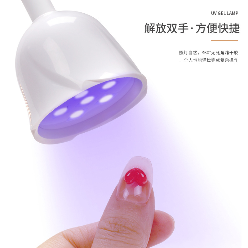 Nueva lámpara de fototerapia de flor de rosa de almacenamiento de escritorio, celebridad de Internet, lámpara de parrilla de manicura de loto blanco recargable, pegatina especial para uñas