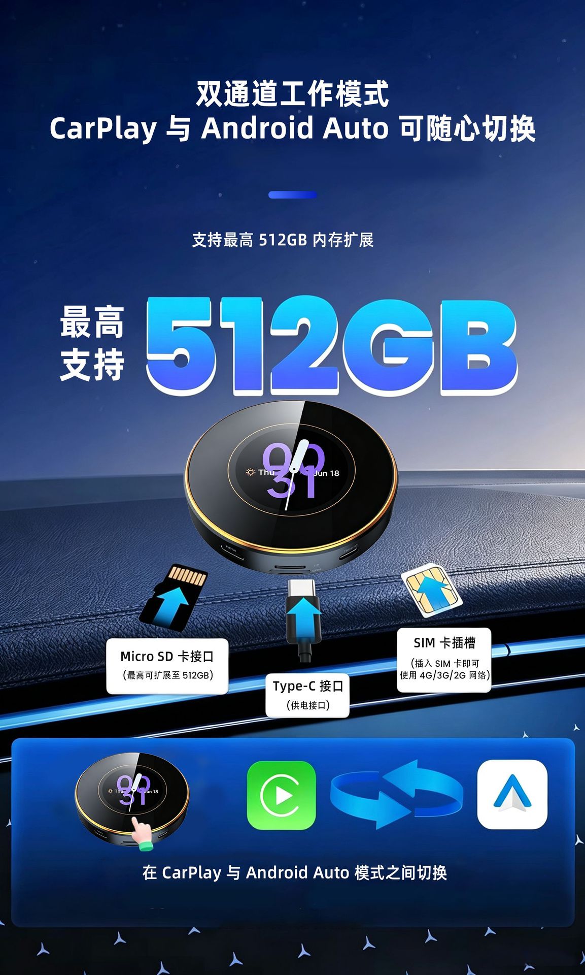 Qualcomm SM6350 is suitable for BMW wireless carplay box, converts to Android 15, supports wired and wireless 5G in-car connectivity