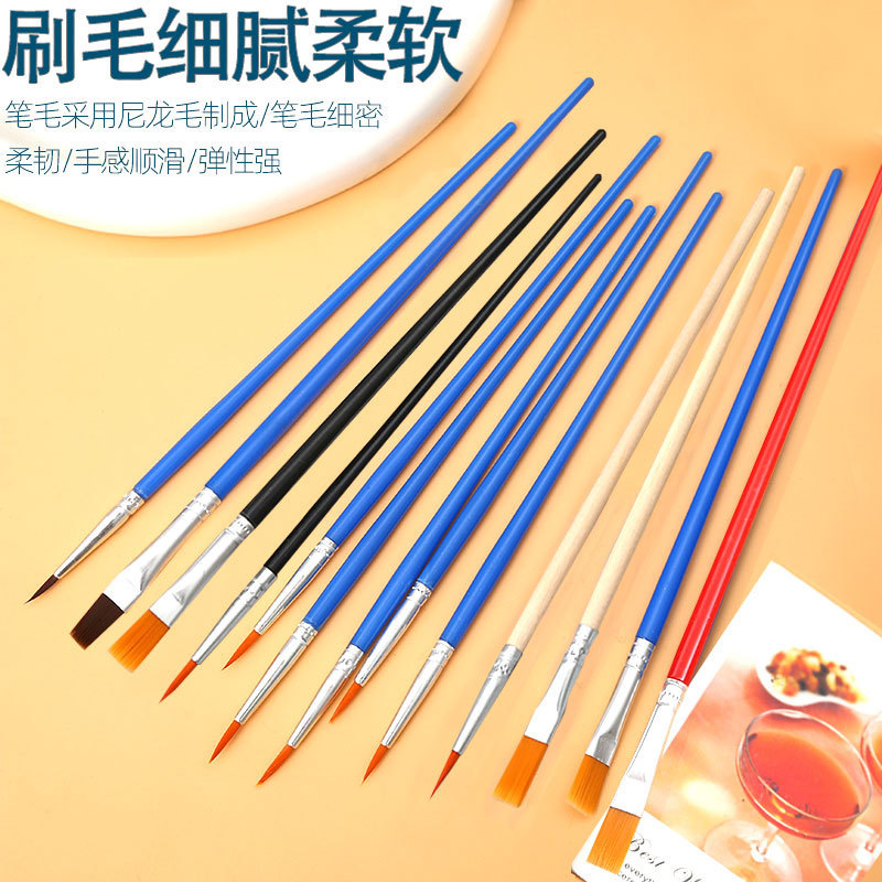 Children's Painting Nylon Hair Oil Paint Brush Watercolor Acrylic Hook Line Flat Pen Handmade DIY Plaster Doll Brush Children's Painting Nylon Hair Oil Paint Brush Watercolor Acrylic Hook Line Flat Pen Handmade DIY Plaster Doll Brush