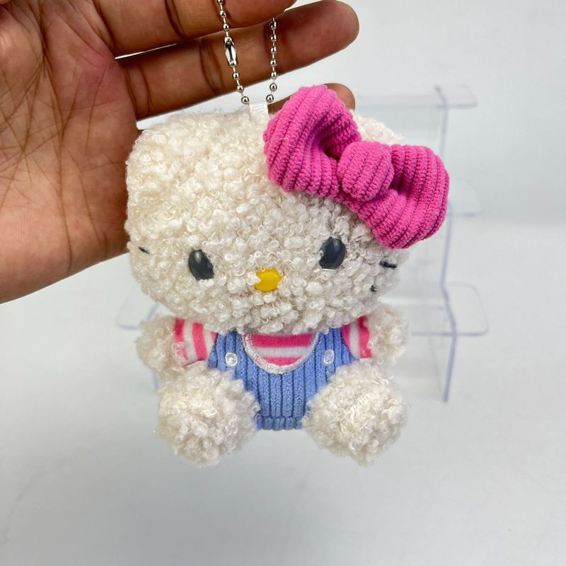 Japanese-Style Cartoon Anime Corduroy Curly Fleece Kt Cat Keychain Pendant Doll Girl Backpack Decoration