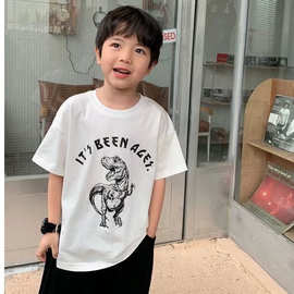 童装男童夏季2024新款中大童韩版洋气休闲宽松印花字母上衣男孩潮