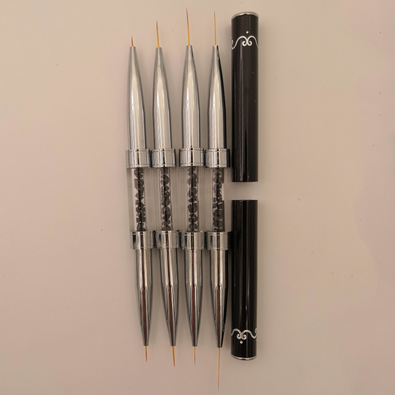 2022 metal negro de doble propósito dibujo línea pintura flor color pintura herramienta especial nail art pen traje en stock al por mayor