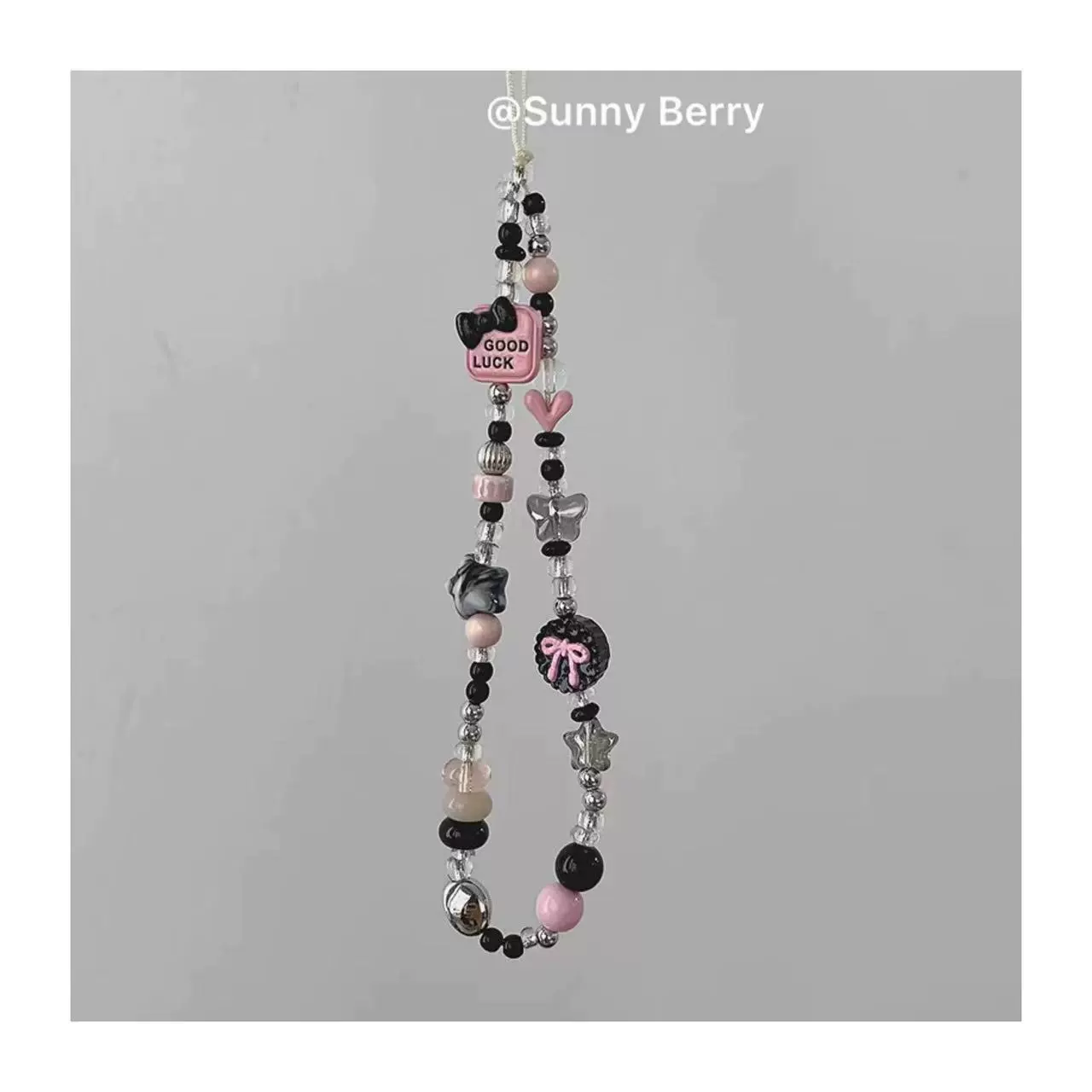 Beaded Phone Strap DIY, 12 cm Pendant with Bow Accent, Multi-use Camera & Mobile Charm