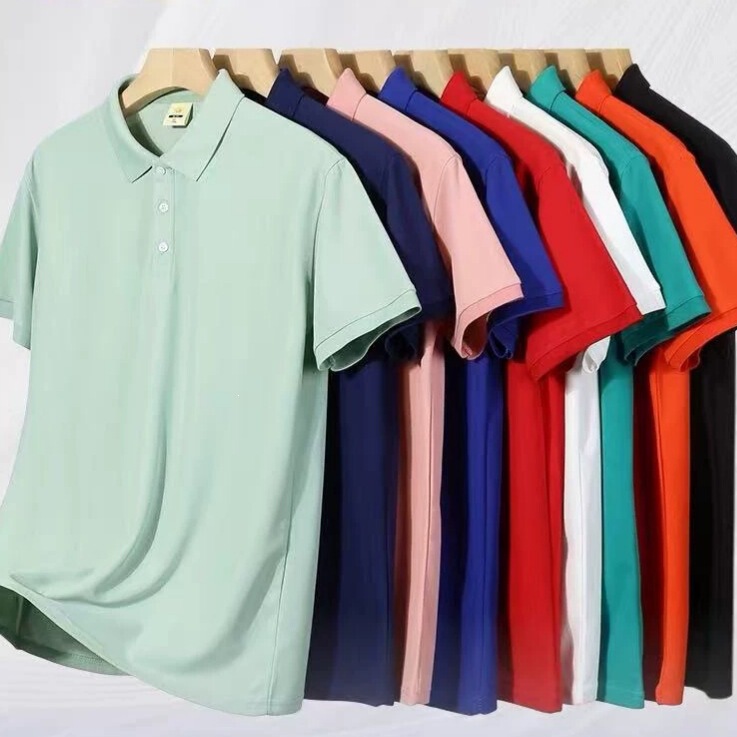 Summer short-sleeve men's new POLO shirt, versatile and stylish, loose fit with a turn-down collar, trendy solid color for business casual wear