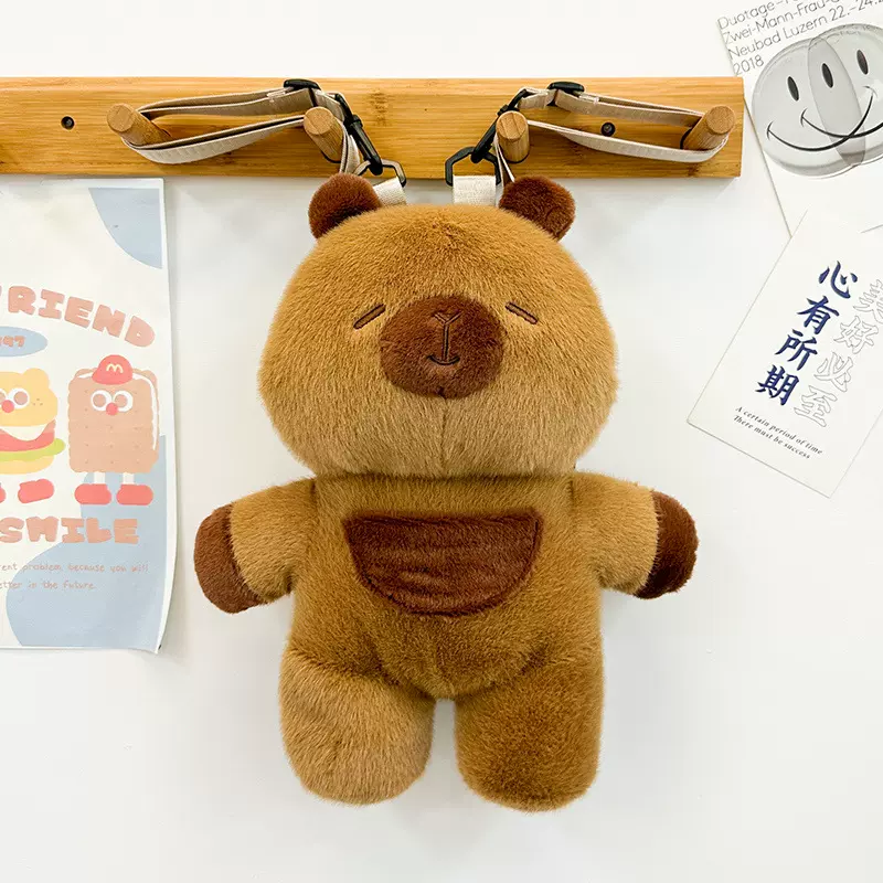 跨境卡皮巴拉水豚毛绒双肩包新款少女玩偶挂件单肩包超萌抓机娃娃