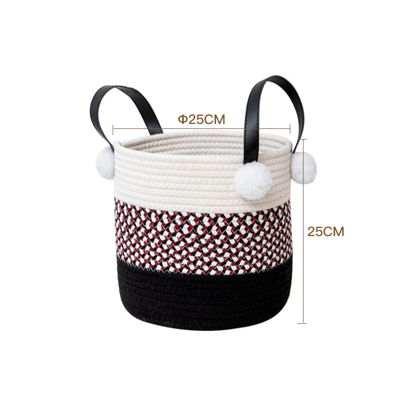 Cesta de almacenamiento tejida con cuerda de algodón, barril de almacenamiento, juguetes de mesa, artículos diversos, canasta de ropa sucia, canasta de lavandería, caja de almacenamiento