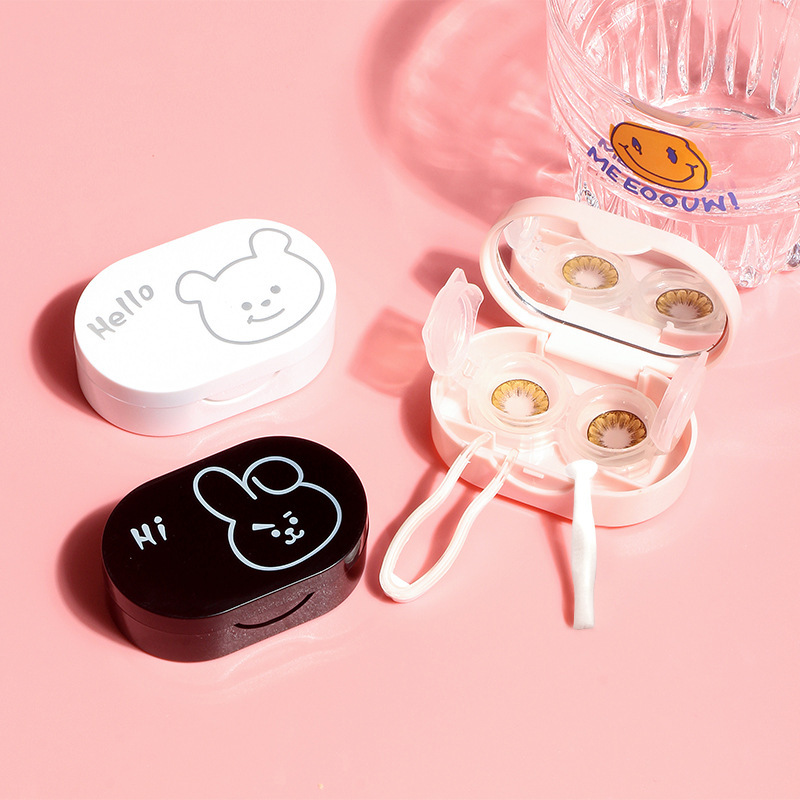 Creative Cartoon Tweezers with Mirror Contact Lenses Case Press Embossed logo Companion Box Dual Storage Beauty Pupil Box Creative Cartoon Tweezers with Mirror Contact Lenses Case Press Embossed logo Companion Box Dual Storage Beauty Pupil Box