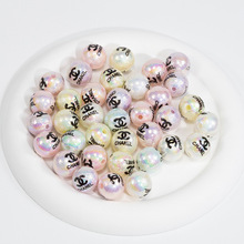 印花字母直孔珠立体英文散珠通孔珠手机链钥匙扣DIY饰品配件批发