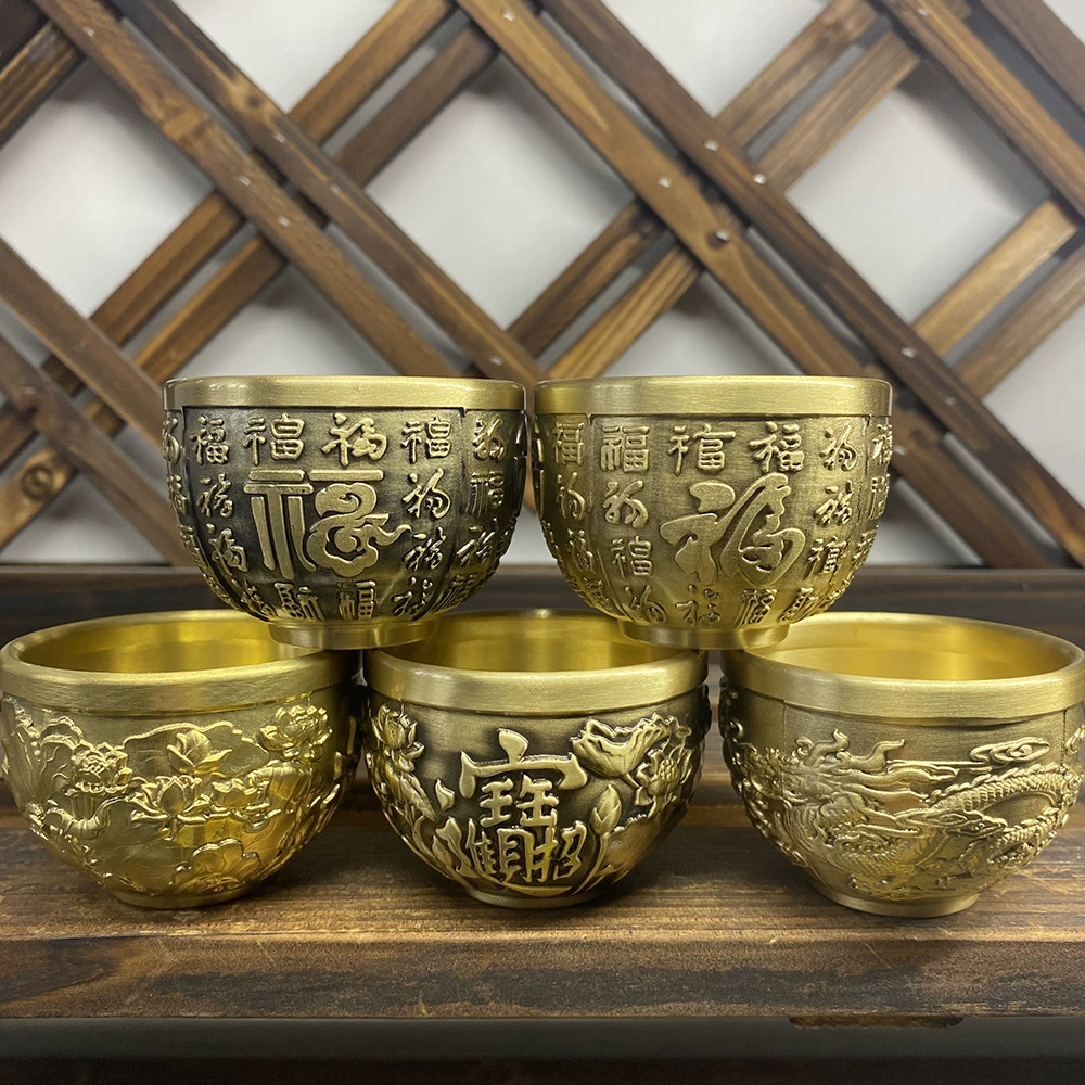 Кубок водоснабжения из чистой меди Бытовая латунь Кубок Baifu Кубок вина Поклонение Богу закону Поклонение Богу богатства Будда Передняя чашка для святой воды Кубок для поклонения Будде