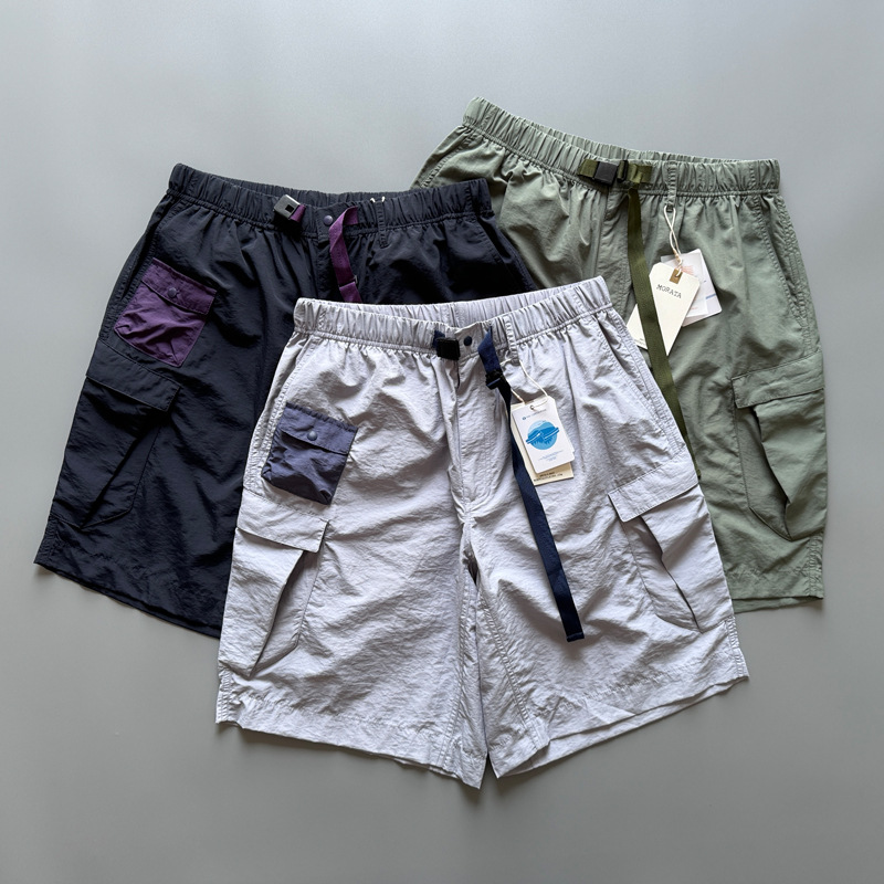Mountain-Style Functional Quick-Dry Shorts for Men, Summer Outdoor Sports, Water-Resistant, Multi-Pocket Cargo Mid-Length Shorts, Five-Point Pants for Men