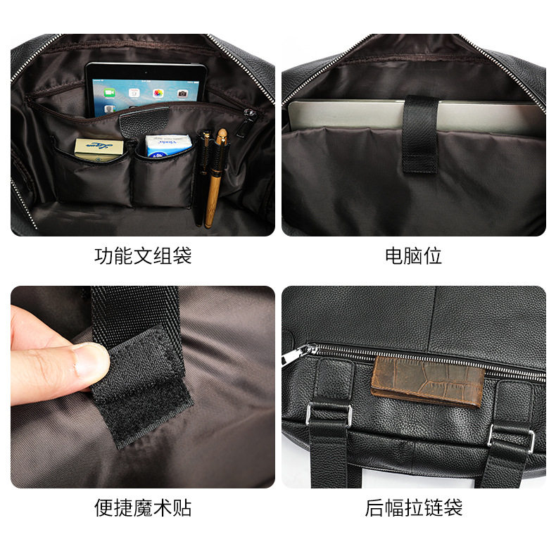 Túi xách công sở nam da bò thật Marante, túi đựng laptop 15 inch kiêm túi du lịch đi công tác — Màu cà phê, Màu đen, Màu đen cỡ nhỏ chi tiết 15