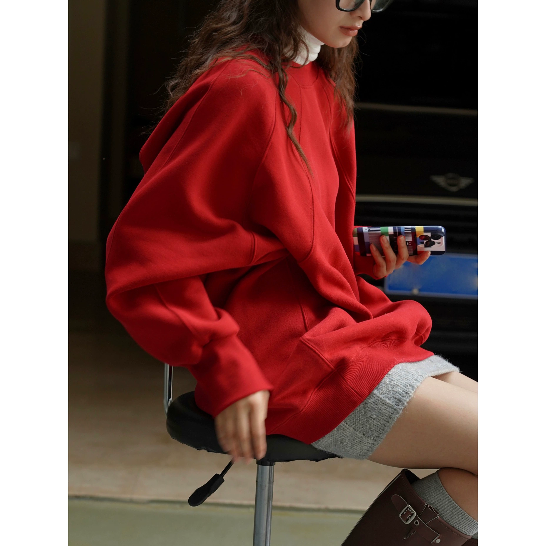 Новинка Зимняя Повседневная Толстовка Lou Fu на флисовой подкладке в стиле кэжуал из Южной Кореи, пуловер свободного профиля, утолщенный Мягкий Топ для женщин