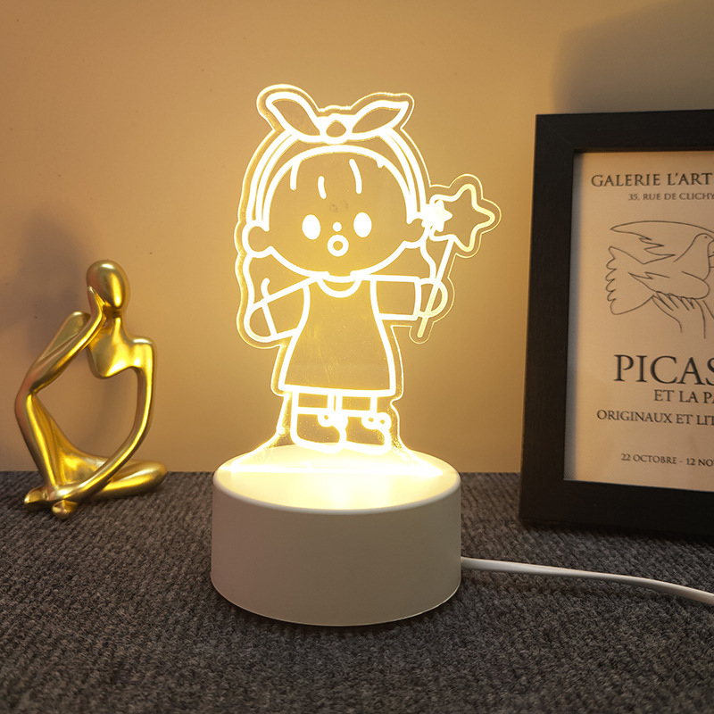 新奇特3d小夜灯卸売り来図創意プレゼントのベッドの上の電気スタンドの越境雰囲気はアクリル製のlogoを決めます。|undefined