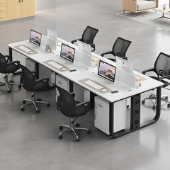 現代のシンプルなデスクスタッフオフィスの4人4人4/6人屏風カードシートの白いスタッフテーブル