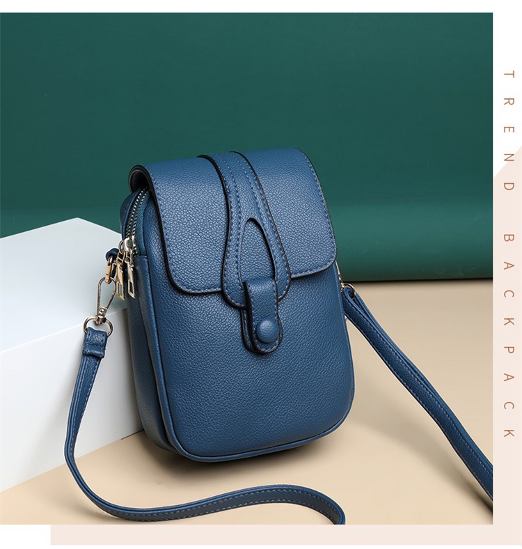 Pu Leather Material Solid Color Pattern Women's Mini Pu Leather Solid Color Fashion Square Zipper Crossbody Bag