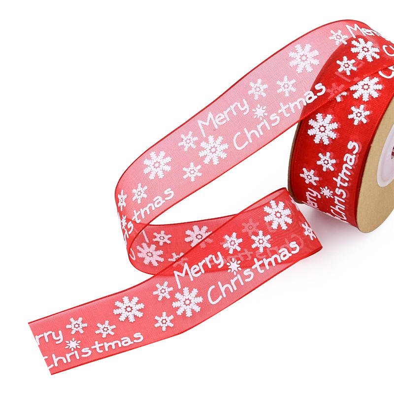 Transfronteriza AliExpress letras impresas cinta de Navidad árbol de Navidad material de decoración de embalaje de regalo cinta de copo de nieve