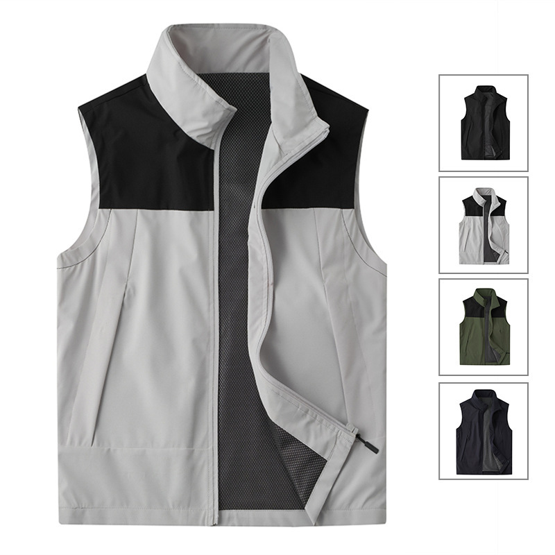 High-end Design Men's Stand-up Collar Vest Business Casual Golf Iron-free Vest Trendy Vest Jacket