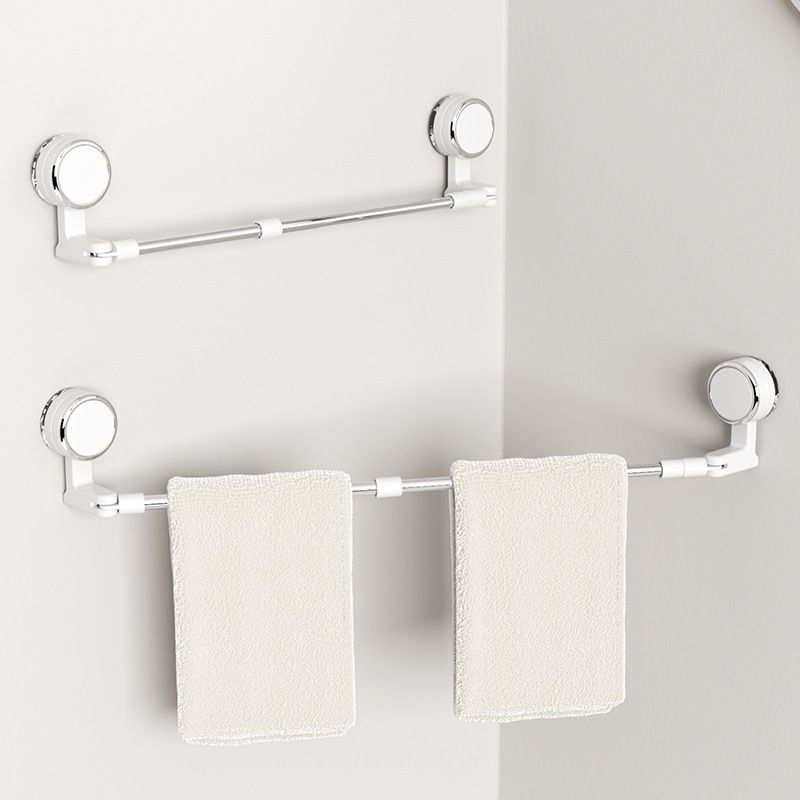 Suction Cup Towel Bar, No-Drill Telescopic Bathroom Kitchen Wall-Mounted Rotatable Towel Rack, Slipper Rack, Bath Towel Hanger