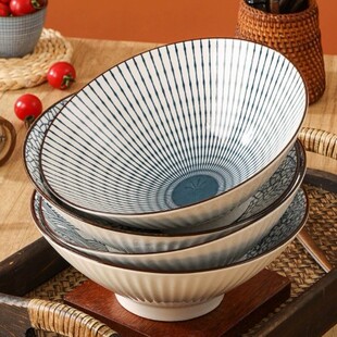 Japanese-style Noodle Bowl Household Large Bowl Horn Bowl Ceramic Bucket Bowl Ran Noodle Bowl Special Advanced Noodle Bowl Tableware suit
