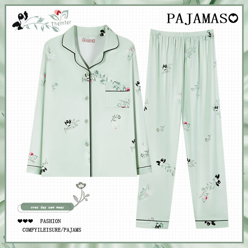 Pijamas a cuadros de algodón para mujer primavera y otoño 2025 nuevo estilo lindo traje de servicio a domicilio de manga larga de perro de pudín estilo ins