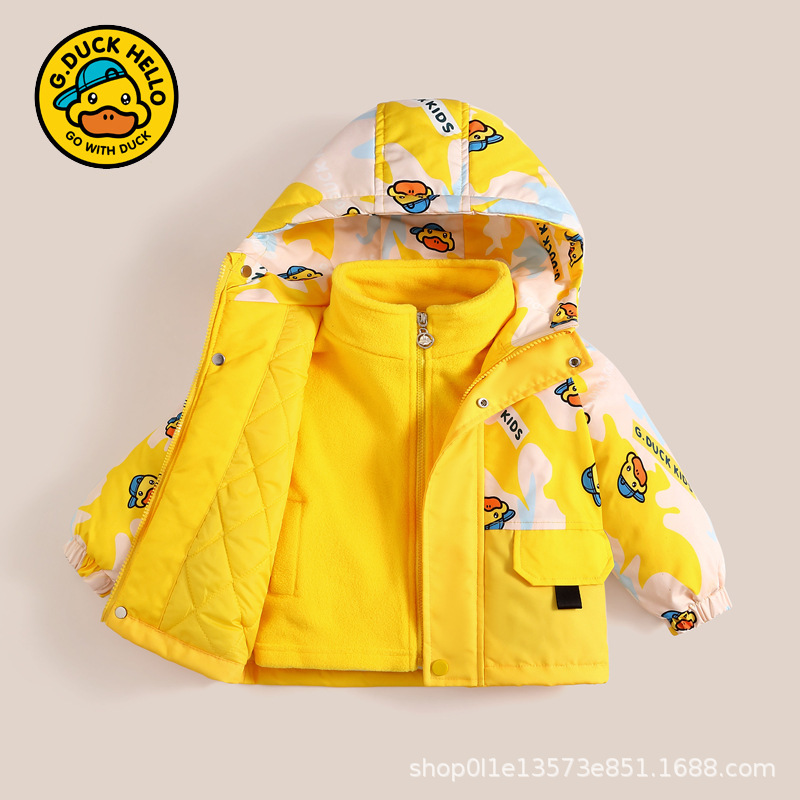 G.Duck Little Yellow Duck Kidsren's Jacket Quilted Boys and Girls Baby Jacket New Kidsren's Clothing Men's and Women's Short Style
