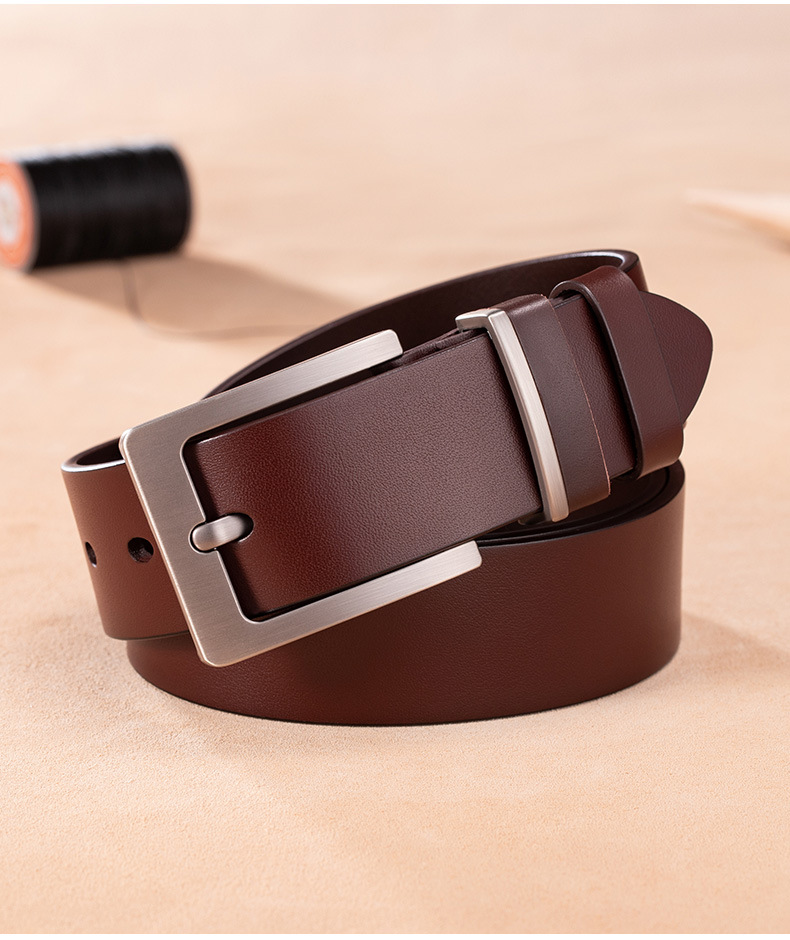 Premium first-layer cowhide men's belt, casual and versatile Korean-style jeans, genuine leather fashionable men's belt, high-end and authentic