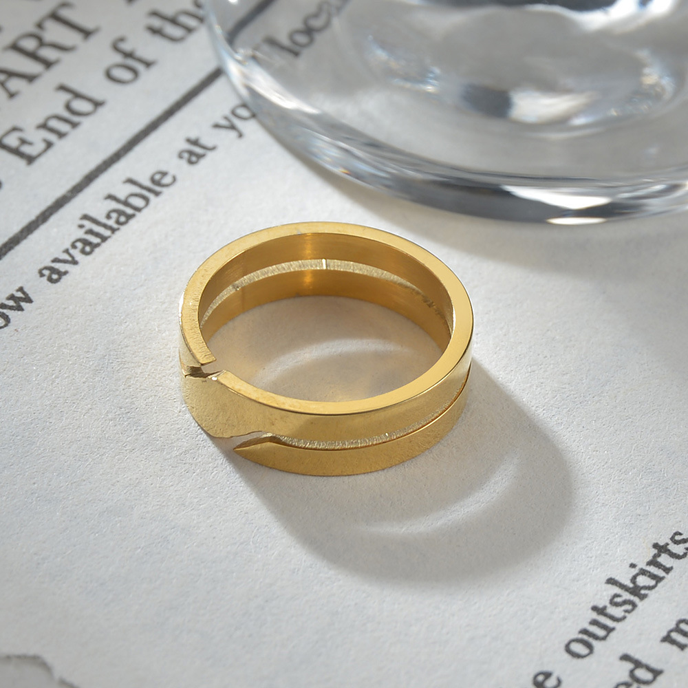 Gold Plated Plating Material Rings Classification Fashion Round 201 Stainless Steel Plating Gold Plated Unisex Rings