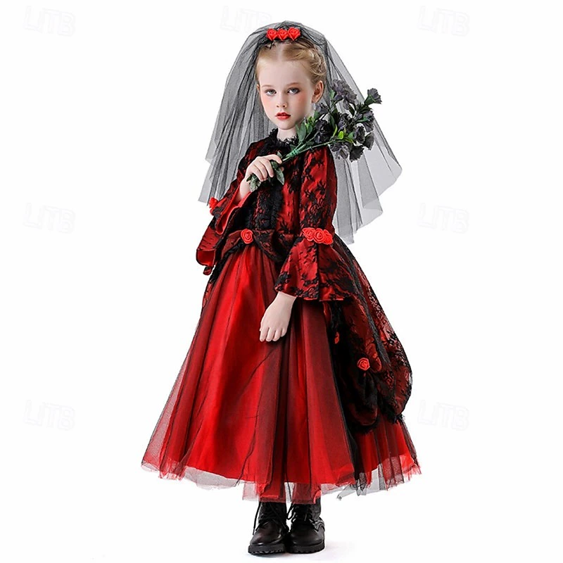 2025 Vampire Masquerade Halloween Girls Children's Carnival Children's Day Simple Carnival Costume