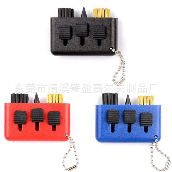 Фабрика прямых поставок Гольф Три-в-одном щетка, клуб щетка три отверстия щетка шаровая Головка щетка Чистящая Щетка