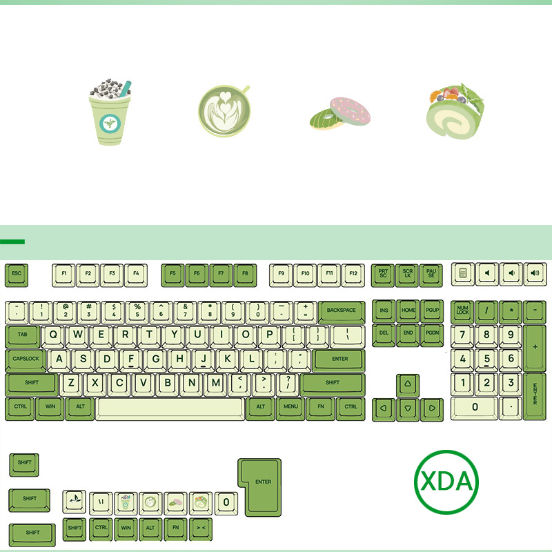 XDA Matcha 125 teclas queso verde hierba verde sublimación keycap pequeño juego completo en caja material PBT venta directa de fábrica