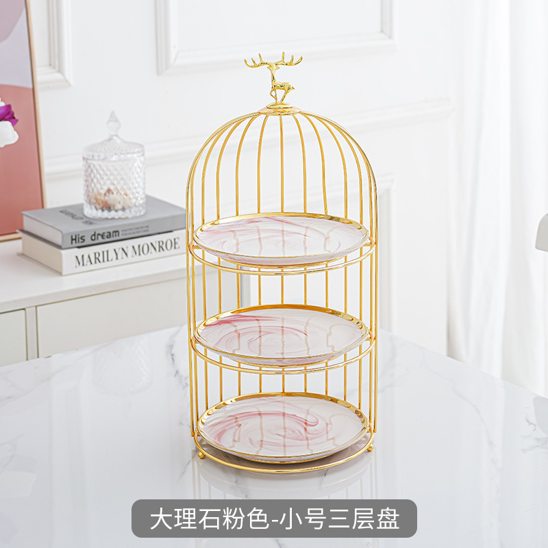 Estilo nórdico cerámica multi-capa plato de fruta sala de estar tarde té postre mesa de postre bandeja de la torta de lujo ligero soporte de exhibición