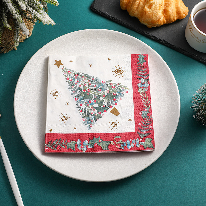 Christmas Tree Printed Napkins Disposable Holiday Party Napkins Western Restaurant Baking Hotel Decorative Napkins Christmas Tree Printed Napkins Disposable Holiday Party Napkins Western Restaurant Baking Hotel Decorative Napkins