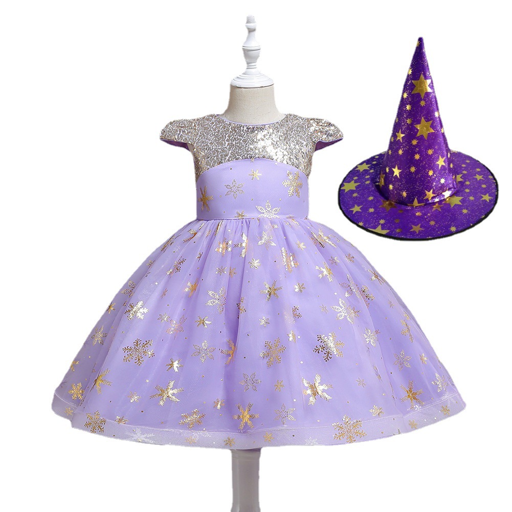 亞馬遜ebay萬圣節(jié)女童禮服兒童黑色公主裙狂歡舞會女巫服 cosplay