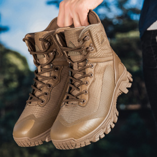 Cross-Border New Large Size Combat Boots Camouflage Cloth Mid-Top Wear-Resistant Tactical Boots Outdoor Sports Hiking Shoes Hiking Military Boots