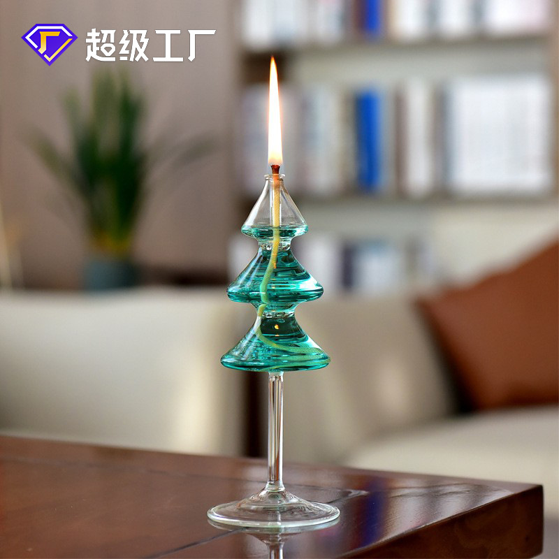 Árbol de Navidad creativo candelabro de cristal decoración nórdico romántico simple moderno hogar escritorio lámpara de mantequilla libre de humo